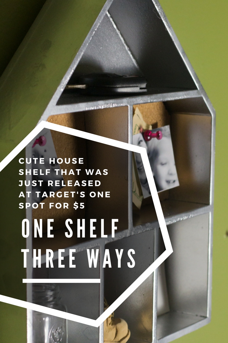 It is AMAZING what a little spray paint will do! This super cute house shelf is only $5 at @Target, and can be used in every room of the house! This post shows how to make it an awesome LEGO Minifig shelf, a command center shelf that holds keys, notes, and trinkets, and a super-organizing desk tray. #TargetMadeMeDoIt #TMMDI @Target