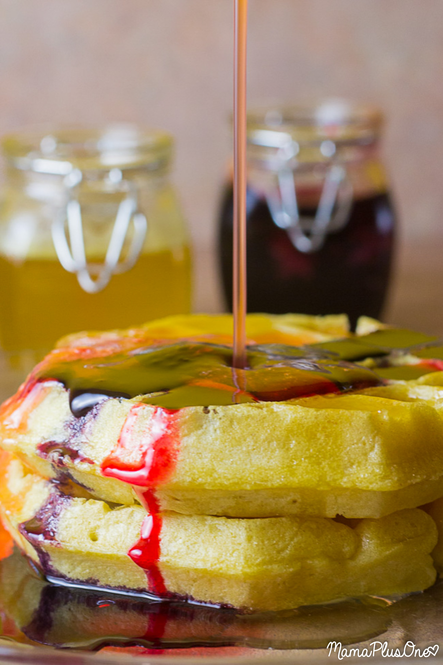 Hello, morning. These fruit flavored syrups are infused with REAL fruit, making them delicious and colorful for waffles and pancakes in the mornings! They're super simple to make and you can even refrigerate them for a few weeks for using anytime. If you love the flavored syrups at IHOP or other restaurants, you'll love this.