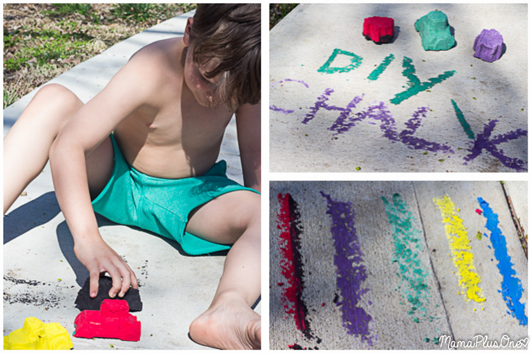 DIY Chalk is so easy to make-- it's the perfect way to prepare for summer. Simply make your own sidewalk chalk with a few easy-to-find ingredients for a bucketful of chalk that will last you all summer long! This homemade chalk recipe is also perfect for giving fun-shaped chalk pieces as party favors or gifts to friends! You can make your own chalk in any color you can imagine. Perfect kids DIY.