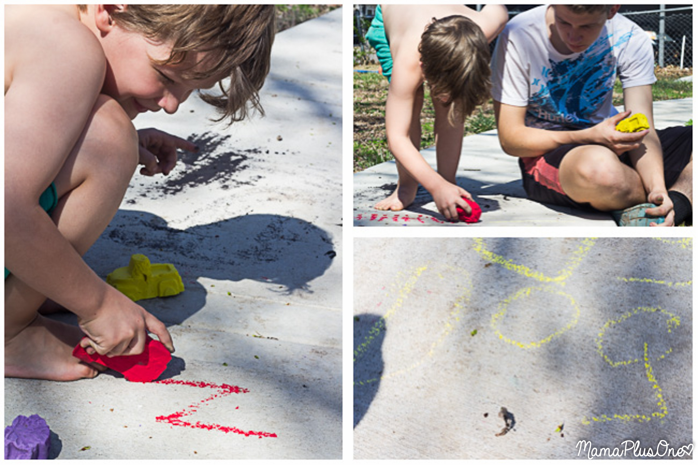 DIY Chalk is so easy to make-- it's the perfect way to prepare for summer. Simply make your own sidewalk chalk with a few easy-to-find ingredients for a bucketful of chalk that will last you all summer long! This homemade chalk recipe is also perfect for giving fun-shaped chalk pieces as party favors or gifts to friends! You can make your own chalk in any color you can imagine. Perfect kids DIY.