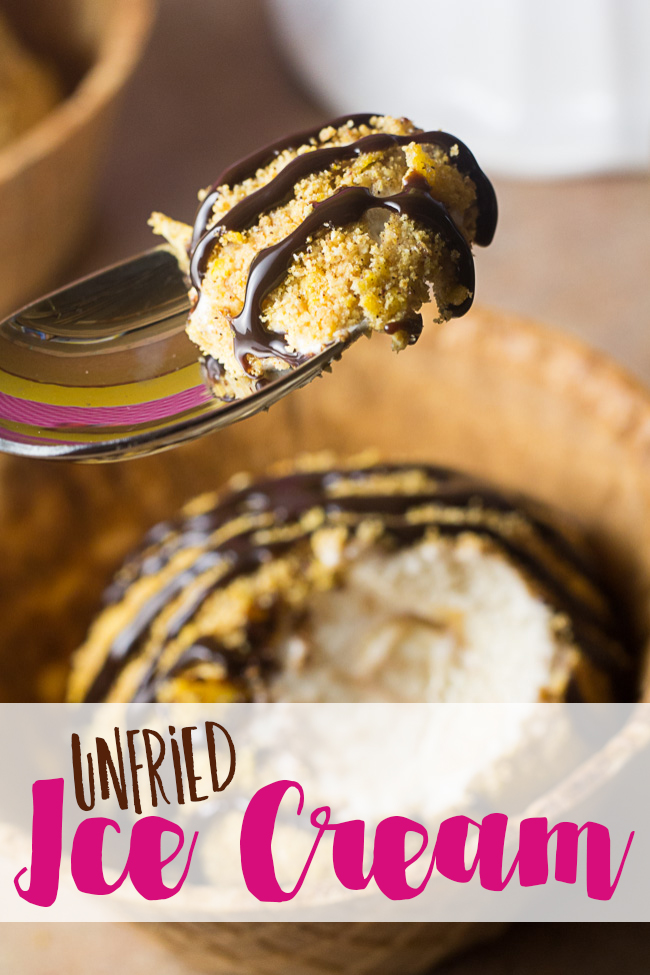 Fried Ice Cream can get messy... so here's all the fried ice cream flavor without the hassle of frying it! This unfried ice cream is easy to make, perfect for summer, and can be made with all of your favorite Blue Bunny ice cream flavors! #SoHoppinGood #BlueBunny #BombPop [ad]