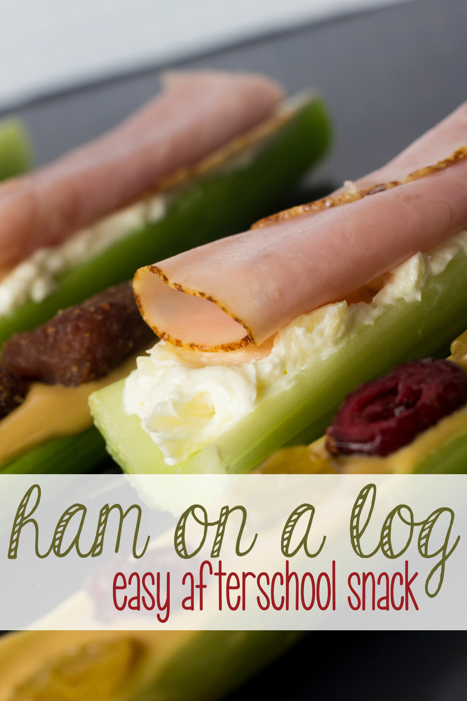 If you love easy after school snacks for your family, you'll love this after school snack recipe for Ham on a Log! You've heard of ants on a log, but this is a twist on the classic. Simply make a delicious cream cheese spread, spread it on celery, and top with Eckrich Deli Meat ham! #EckrichFlavor #AskForEckrich