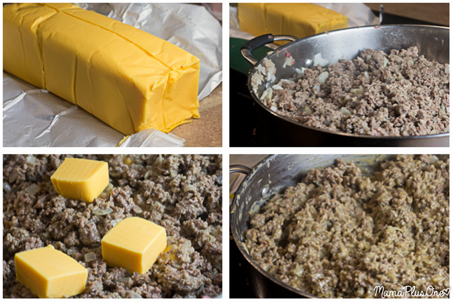 This easy weeknight meal will be a hit with the whole family! Only 5 ingredients, and so easy to make. | Breakfast Sausage | Ground Beef | Velveeta | Game Day Recipe | Weeknight Meal |