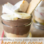 Banana S’mores Pudding Cups with Homemade Agave Marshmallows